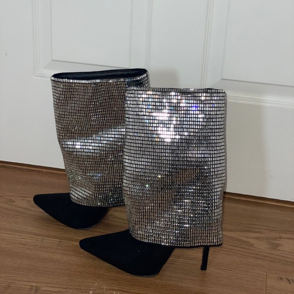 Azalea Wang Shoes - AZALEA WANG MILLONIA HEELED SPARKLE BOOTS